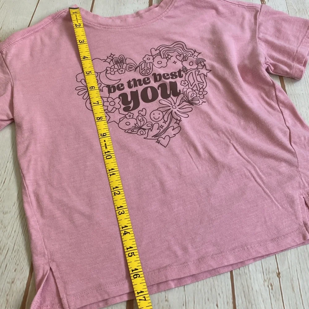 Cat & Jack Pink Hippie Be The Best You Heart Brown Print Basic Tee